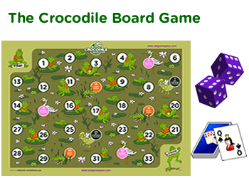 The crocodile board game for reviewing math activities with kids